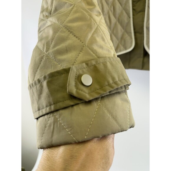 Grey Lab Quilted Jacket Olive Stand Collar Hidden Zip Button Cuff Womens Medium - Picture 4 of 16